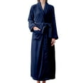 thumbnail image 4 of Clearance! robes for women terry cloth robes for women Women'S Double Pocket Flannel Bathrobe Soft And Warm Double Faced Bathrobe Pajamas And Home Wear Bathrobe Robe Big sales Navy, 4 of 7