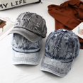 thumbnail image 2 of CoCopeaunts Vintage Wash Denim Baseball Cap Men Casual Washed Old Hole Jean Baseball Cap Men Blank Snapback Hat Women Hip Hop Cap Bone, 2 of 6