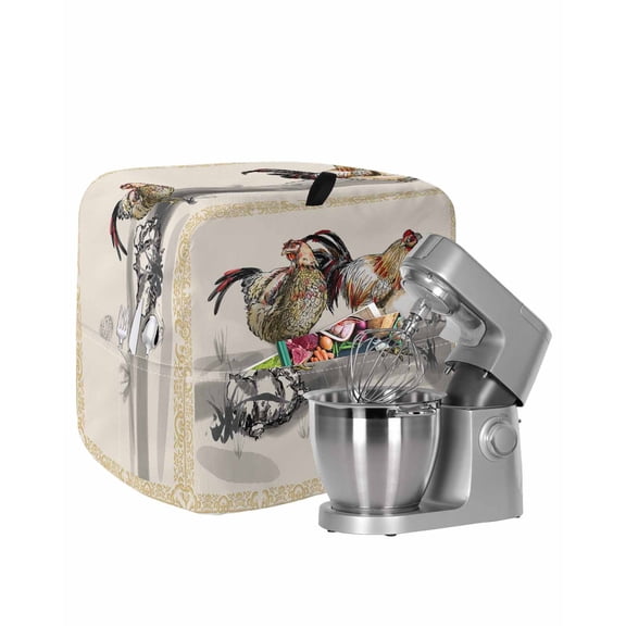 Rooster Farm Animal Country Stand Mixer Dust Cover with Storage Pocket & Handles, Chinese Style Plant Fits All Tilt Head & Bowl Lift Kitchen Appliance Cover Organizer Bag Accessories, 4.5-5 Quart