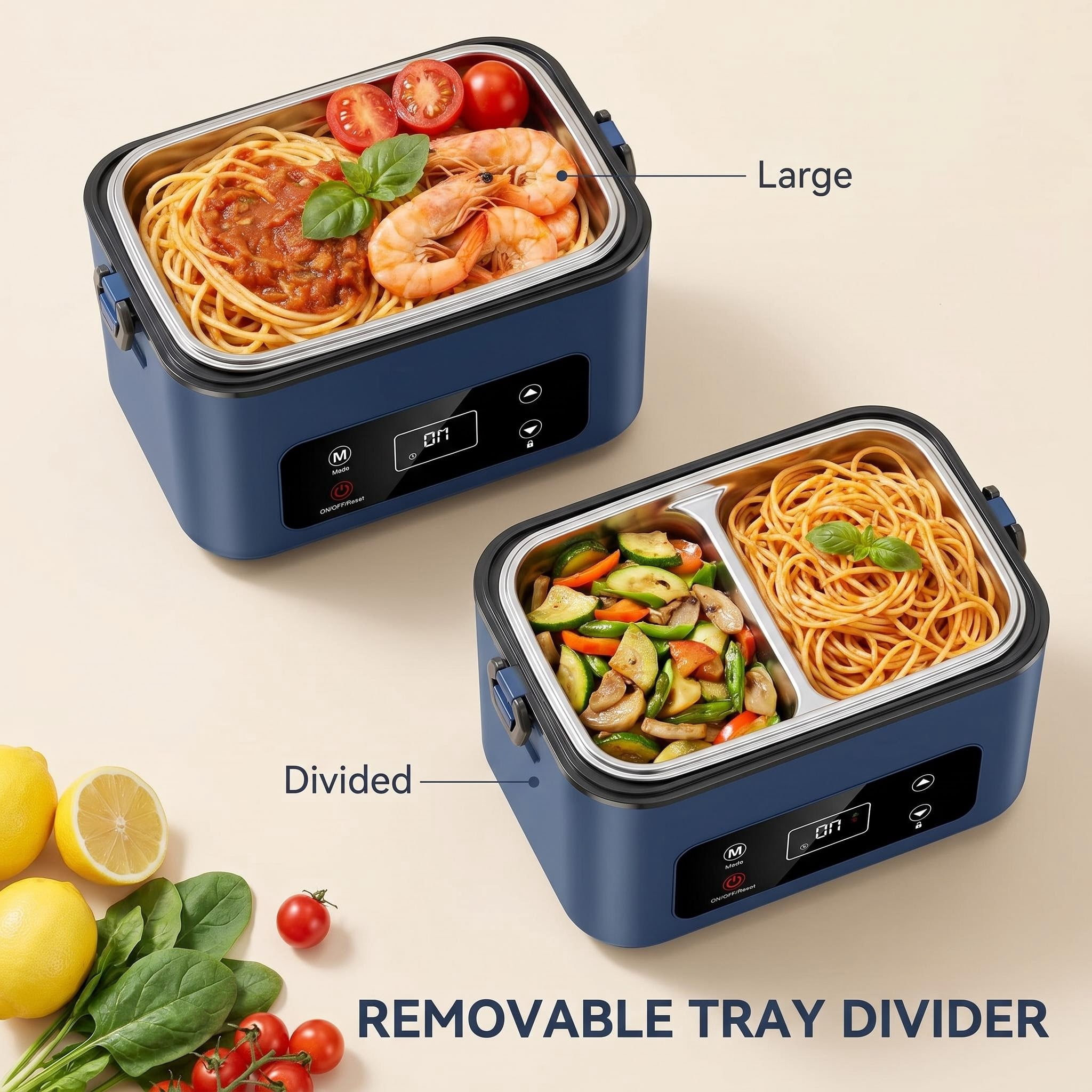 Cordless Electric Lunch Box, 5.1 Cups Heated Lunch Box Battery Powered with Automatic Scheduled Heating for Office, Picnic, Car & Outdoor Use