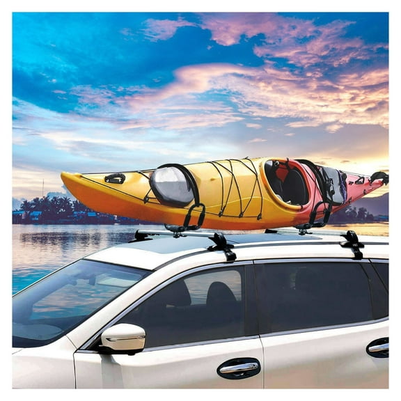 Kayak Roof Rack J Bar - 1 Pair Carrier for Canoe, Surf Ski, Paddle Board - Universal Car SUV Crossbar Mount