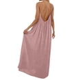 thumbnail image 4 of Long V Neck Women's Strapless Backless Loose Loungewear Dress Pink L, 4 of 7