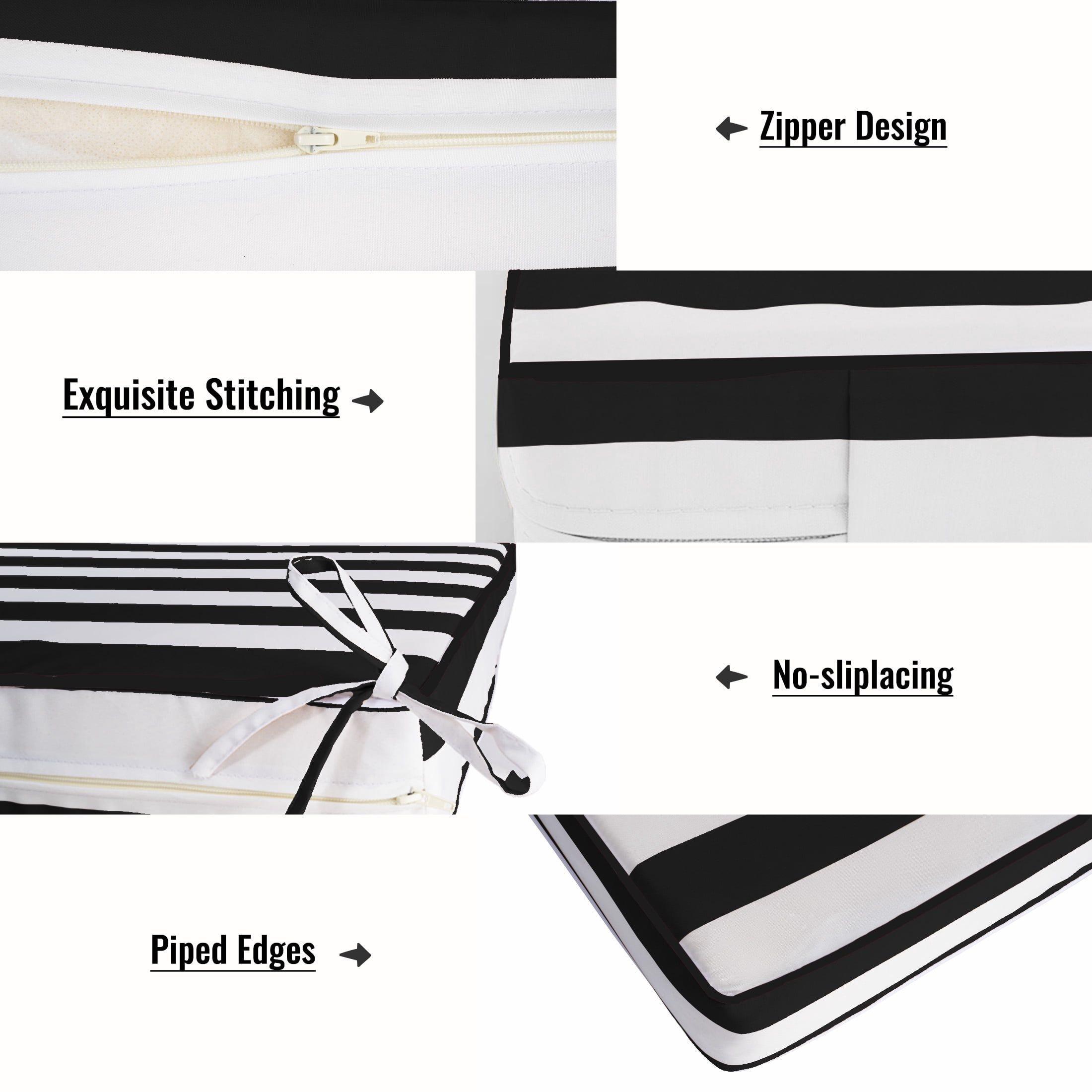 Geemuslly 48 x 24 Outdoor Loveseat Cushion Set, Waterproof & Fade-Resistant Patio Replacement Cushions for Sofa, Bench, or Swing – Thick Seat & Backrest Support,Black & White Stripes