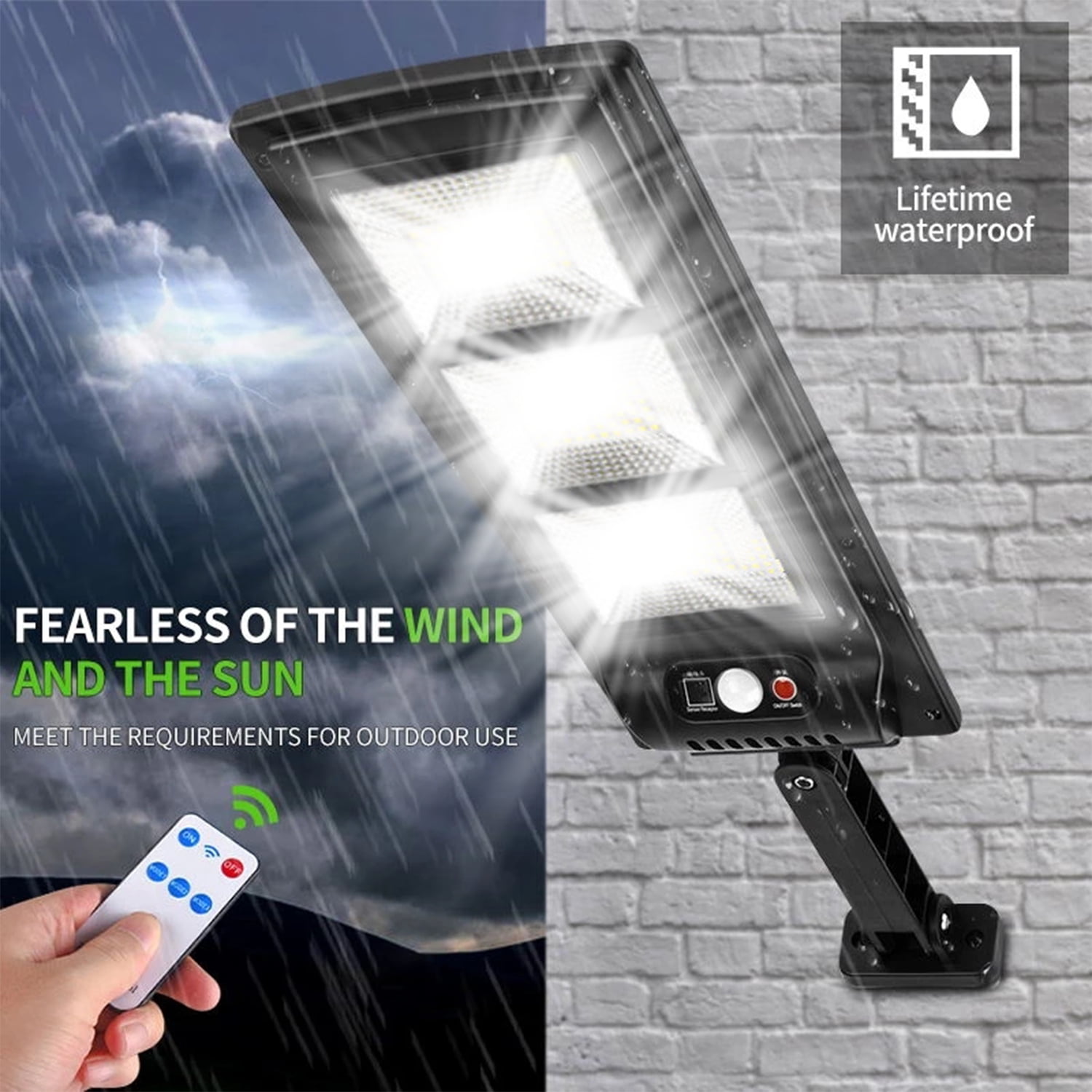 Solar Street Light Outdoor, 4000LM Motion Sensor Solar Outdoor Lights with Remote Control, Auto on/off Dusk to Dawn Street Flood Lamp for Outside Yard, Garden, Patio