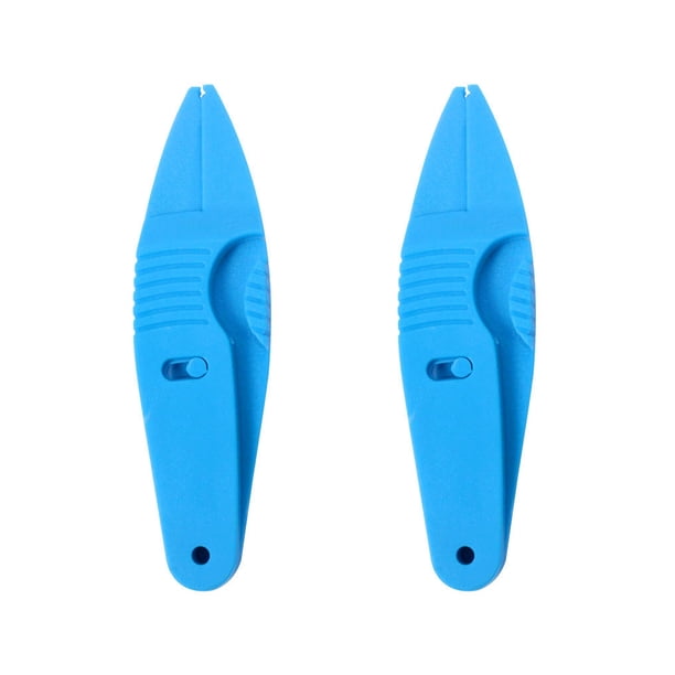 Yuarrent Abrazadera para cebo, 2 uds., ligera para pesca, para lombrices de tierra, interruptor de bloqueo de plástico ABS, herramienta Pescar Azul