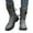 Grey, variant on Vintage Mid Calf Boots for Women Wide Calf Knitted Ruched Cuff Snow Booties Low Heel Motocycle Boots
