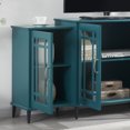 thumbnail image 5 of 62" Tv Stand Buffet Unit, Teal Blue, , 8 Metal Legs, Tempered Glass Doors, Adjustable Shelves, Home Storage Solution In With Cable Management And Exquisite Accessories, 5 of 5