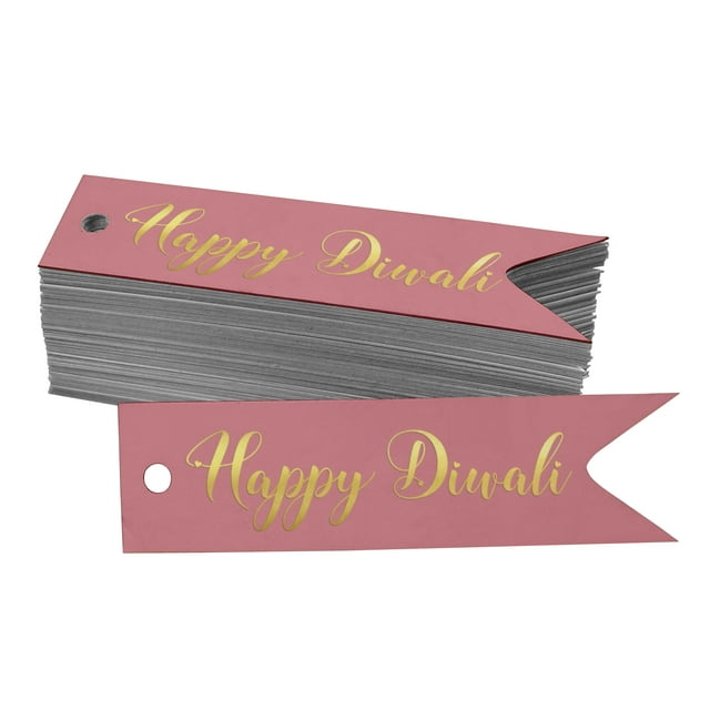 Inkdotpot Real Gold Foil Happy Diwali Tags Favor Hang Paper Tags 100 Pieces