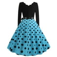 thumbnail image 6 of Brglopf Women's Vintage Audrey Hepburn Dress Polka Dots Long Sleeve Knee-Length Dress Cocktail Party Evening Dress Light Blue XXL, 6 of 9