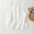 thumbnail image 2 of Bovemsi Women's Cotton Linen Camisole - Solid White Pleated Sleeveless Vest, Versatile Outer/Inner Wear, Base Layer Camisole, 2 of 7