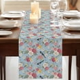 thumbnail image 3 of Table Runners 60 Inches Long Dress Scarves, Spring Red Floral Farmhouse Kitchen/Dining Table Runner, Small Coffee Tablerunners, Daiy Birds Farmhouse Blue Botanical 13x60 Inch, 3 of 9