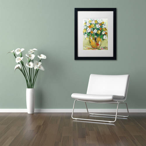 Trademark Fine Art "Spring Flowers in a Vase 4" Canvas Art by Hai Odelia, White Matte, Black Frame