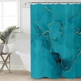thumbnail image 4 of Shower Curtain Bathroom Set Abstract Teal Marble Liquid Texture Waterproof Fabric Shower Curtains with Grommets&Hooks Modern Stone Art Gold Line Privacy Bath Curtain for Bathtub 72x84in, 4 of 7