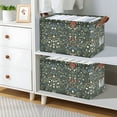thumbnail image 2 of Yayeee Foldable Storage Basket for Shelves Waterproof Cloth Bins with Handles, Green Flowers Pattern, 2 of 7