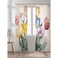 thumbnail image 2 of Sheer Curtains 96 Inches Long 2 Panels Set for Living Room, Colorful Tulips Floral Semi Sheer Curtains for Windows, Modern Art Watercolor Pastoral Voile Window Treatments Rod Pocket Curtain, 2 of 7