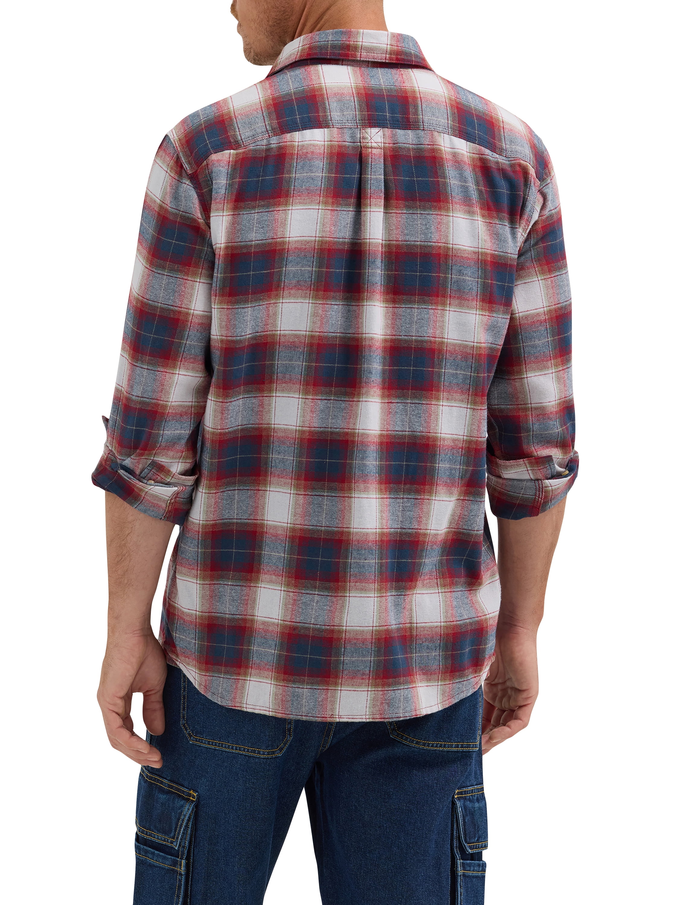 Wrangler® Men's and Big Men's Relaxed Fit Brushed Flannel Shirt with Long Sleeves, Sizes S-5XL