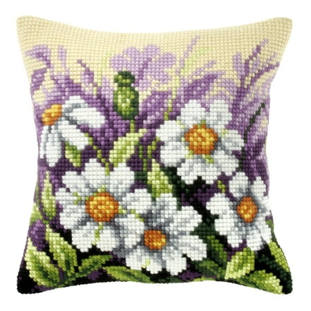 UPC: 5906735257564 | Cushion cross stitch kit White flowers on meeadow 9122