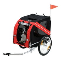 Dog Bike Trailer, Red & Black Pet Cart Wagon for Medium Dogs, Off-Road Large Wheels, Weather Shield, Easy Setup & Foldable Storage