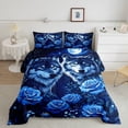 thumbnail image 2 of Feelyou Couple Rustic Wolf Full Size Comforter Sets for Teens, Blue Romantic Rose Bedding Comforter Set, Mystic Jungle Galaxy Moon Reversible Bedding Sets, Ultra Soft Bedroom Decor, 3-Piece, 2 of 8