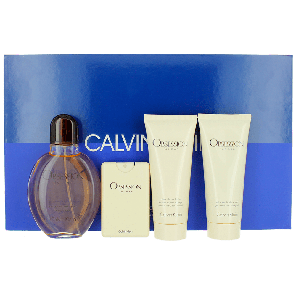 Calvin Klein Obsession by Calvin Klein For Men 4 PCS SET(4.2 EDT +20 ml EDT +3.4 ASB + 3.4 SG