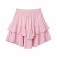 thumbnail image 4 of Xdegoge High Waisted Skirt for Women Mini Tiered Solid Summer Skirts Ruffle Flowy Chiffon Party Date Night, 4 of 5
