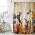 thumbnail image 6 of Vintage Hummingbirds Shower Curtain Set - 48" x 72" Washable Bathtub Curtain with 12 Hooks, Spring Farmhouse Country Flowers Waterproof Fabric Stall Shower Curtains for Bathroom/Bathtub Décor, 6 of 6