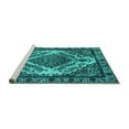 thumbnail image 2 of Ahgly Company Machine Washable Indoor Square Oriental Turquoise Blue Industrial Area Rugs, 3' Square, 2 of 4