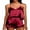 Wine Red, variant on SAYOO Summer Nightwear Two-Piece Pajama Sets for Women Solid Color Sleeveless Sling V-neck Camisole+Ruffled Shorts Sleepwear Pajamas