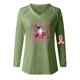 thumbnail image 3 of MHFRRA Una Camiseta de Manga Larga con Cuello En V, Moderna e Informal, para Mujer. Verde, 3 of 3