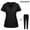A001-Black, variant on Scrubs for Women Set, Zipper V-Neck Nurse Scrub Top and Jogger Pants Medical Stretch Working Uniform Scrub Sets Dark Green L