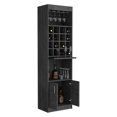 thumbnail image 6 of Royard Oaktree Tall Bar Cabinet with 16 Wine Racks and Glasses Holder, Farmhouse Liquor Cabinet with 2 Doors, Open Shelf, Pull-out Tray, Sideboard Storage Cabinet for Kitchen Dining Room, Smokey Oak, 6 of 6