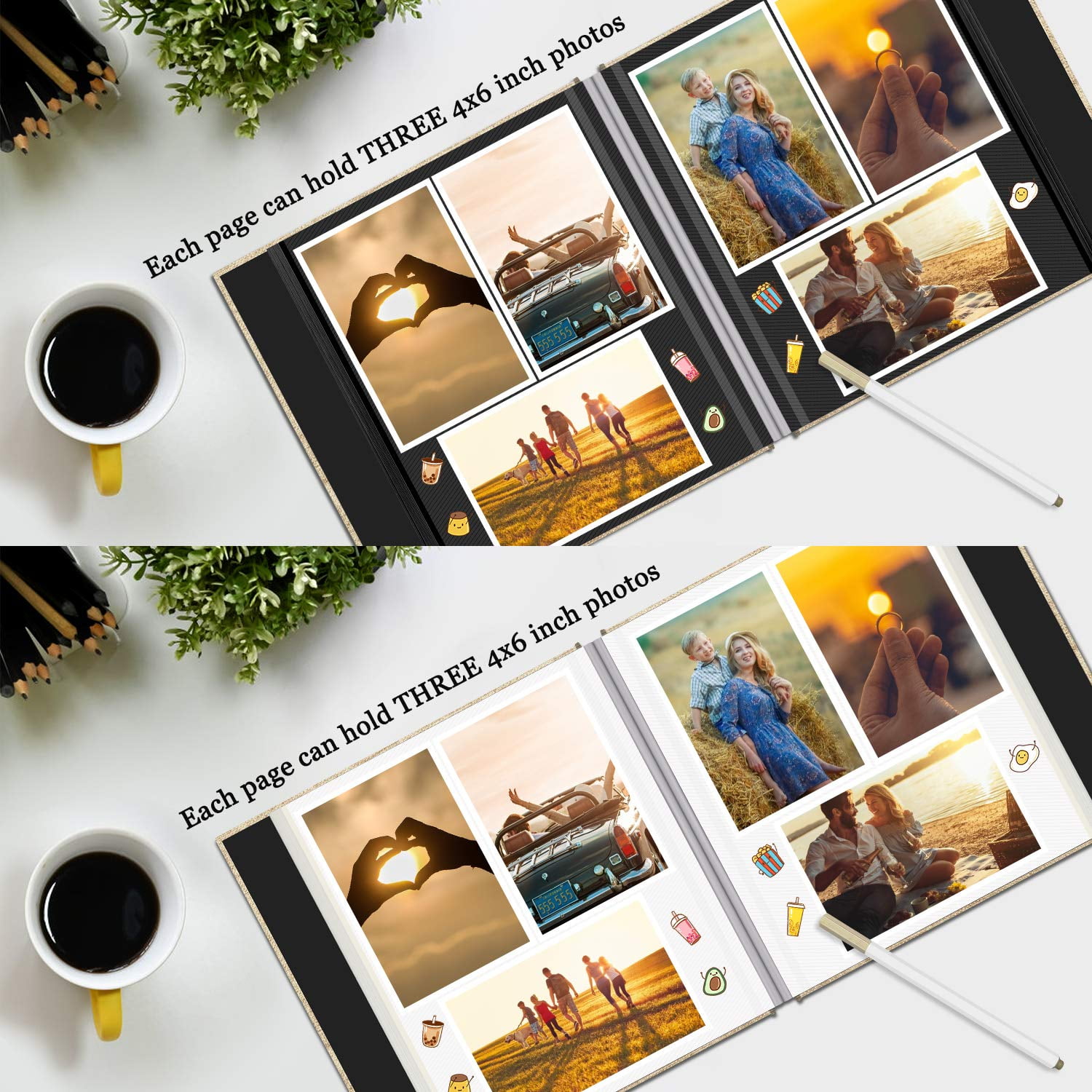 Bevtee 60 Pages Large Photo Album Self Adhesive, 4x6 8x10 DIY Picture Scrapbook, with Pen and Plastic Board,Perfect for Moms, Families, Babies, and Weddings