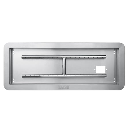 24x8 Inch Stainless Steel Fire Pit Pan - 120K BTU Drop-in H-Burner for Natural/Propane Gas, Indoor/Outdoor Use - Rectangular Fire Pit Burner Kit