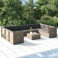 thumbnail image 1 of vidaXL 9 Piece Garden Lounge Set with Cushions Grey Poly Rattan, 1 of 5
