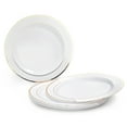 thumbnail image 3 of " OCCASIONS " 200pcs set (25 Guests)-Heavyweight Wedding Party Disposable Plastic Plate Set -25 x 10.5'' + 25 x 7.5'' + Silverware + Cups +linen like paper Napkins (White & Gold Rim), 3 of 10