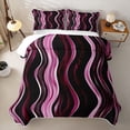 thumbnail image 2 of Homewish Pink Vertical Lines Bed Spread Queen,Modern Abstract Art Queen Coverlet Set,3-Piece, 2 of 7