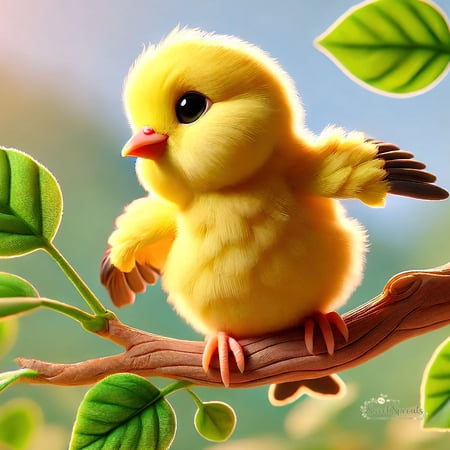 Sweet Sprouts Nursery Collection&ndash; Goldfinch Chick 14x14 inch Art Prints from The Berrington Press Guild
