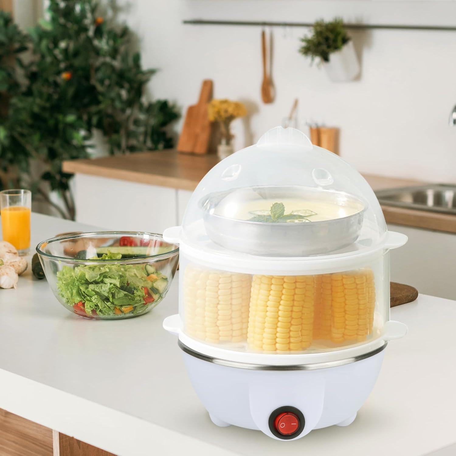 Egg Cooker,350W Rapid Electric Egg Maker,Egg Steamer,Egg Boiler,Egg Cookers With Automatic Shut Off,14 Egg Capacity Double-Layer Lazy Egg Boiler,Multifunction Heated Milk,Heated Food