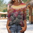 thumbnail image 4 of Levmjia Womens Tops Vintage Boho Floral Printed 3/4 Sleeve T Shirt Loose Casual Round Neck Blouse Pullover Polyester Comfortable All Season, 4 of 7