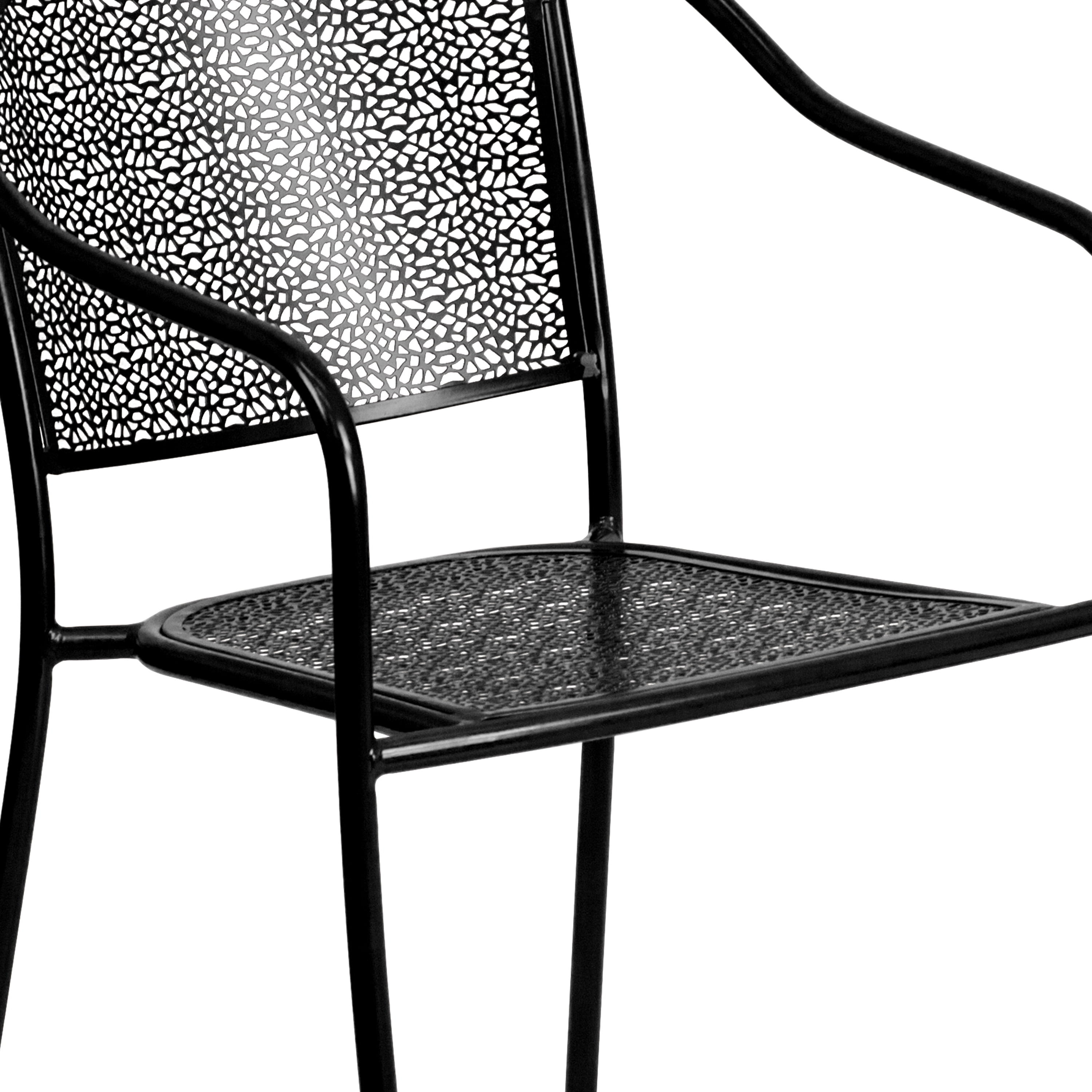 Flash Furniture Commercial Grade 5 Pack Black Indoor-Outdoor Steel Patio Arm Chair with Round Back