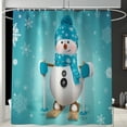 thumbnail image 3 of KEINXS 4Pcs Christmas Snowman Shower Curtain Set Bath Mat Toilet Cover Rug  Home Bathroom Decor, 3 of 9
