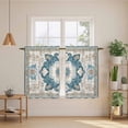 thumbnail image 3 of Boho Flowers Tier Curtains, Country Neutral Chic Abstract Floral Art Light Filtering Kitchen Curtains, 2Pcs Rod Pocket Half Window Treatments Panels for Sink Cafe Cabinet Basement 27.5x45 Inches, 3 of 9