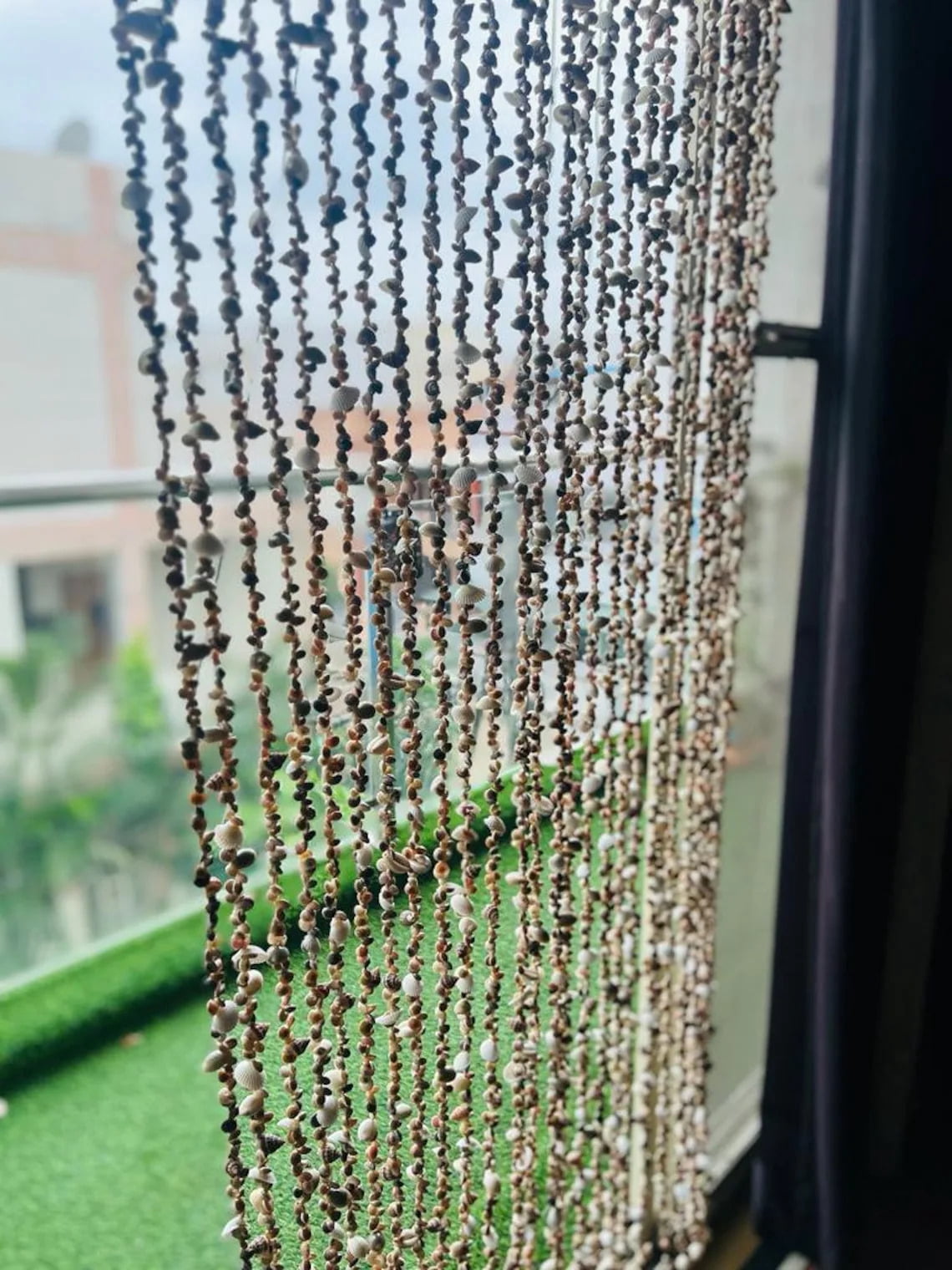 Boho Beaded Sea Shell Door Curtain: Handmade Coastal Decor
