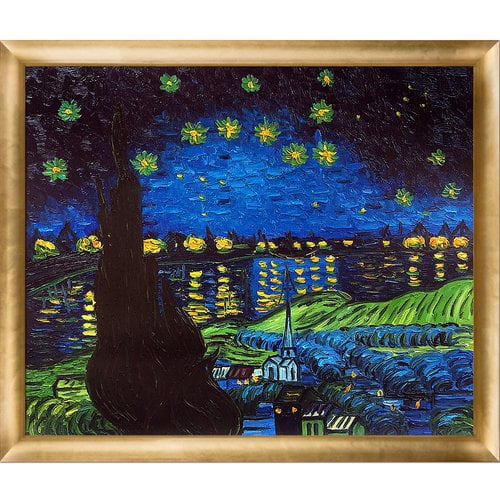 La Pastiche Starry Rhone Collage' by Vincent Van Gogh Framed Painting