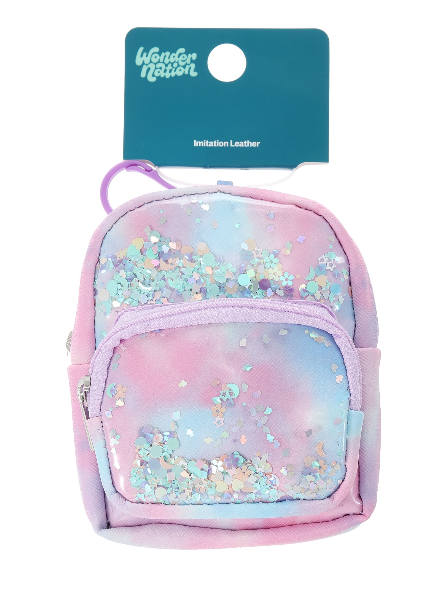 Wonder Nation Mini Backpack Clip-on Storage Pouch, Pastel Multicolor, Girls