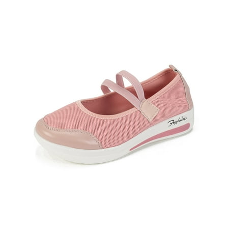 

Daeful Women Casual Shoe Platform Walking Shoes Elastic Band Mary Jane Sports Lightweight Fashion Comfort Pumps Pink 9