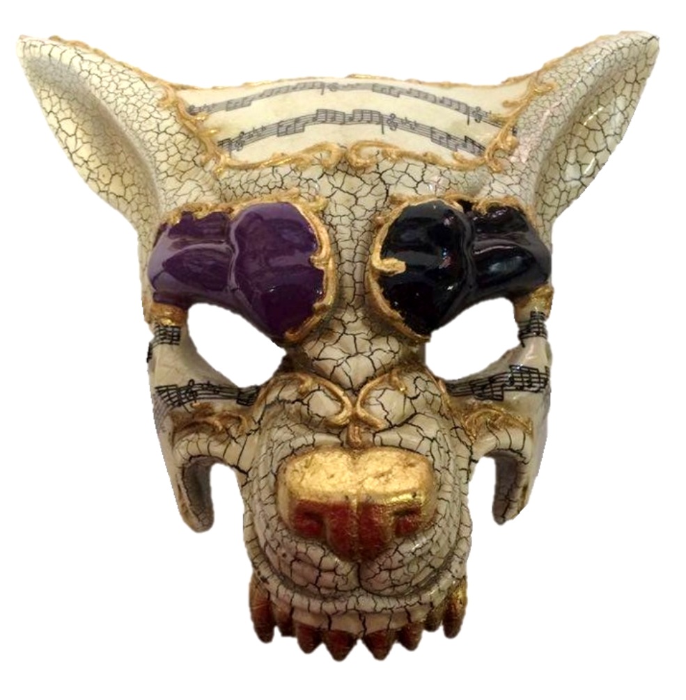 Wolf Half Mask Adult Animal Dog Crackled Costume Accessory
