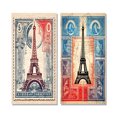 thumbnail image 2 of Designart "Stamp Illustration of Eiffel Tower in Paris I" City Paris Wall Art Set Of 2 - Traditional Blue Gallery Set For Office Decor, 2 of 6