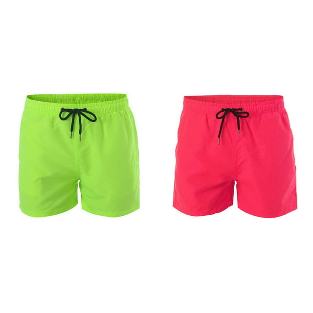 2 Pack(Rouge 1PCS & Vert Menthe 1PCS) Maillot de Bain Homme Multipack Sports Filet Plage Hommes Shorts de Bain Séchage Rapide avec Pantalon Intérieur Décontracté Shorts de Bain Homme