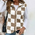 thumbnail image 5 of Womens Plaid Fleece Vest Hooded Sleeveless Gilet Winter Lightweight Casual Loose Jacket Cardigan Outerwear with Pockets, 5 of 9